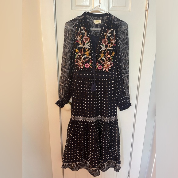 Anthropologie Maeve navy boho dress size 4 - Picture 4 of 9